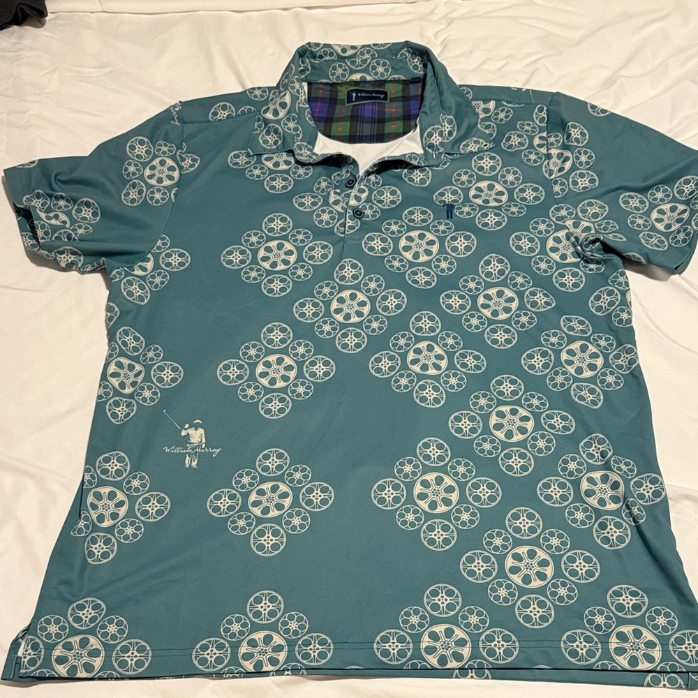 William Murray Golf Teal and White Patterned Polo